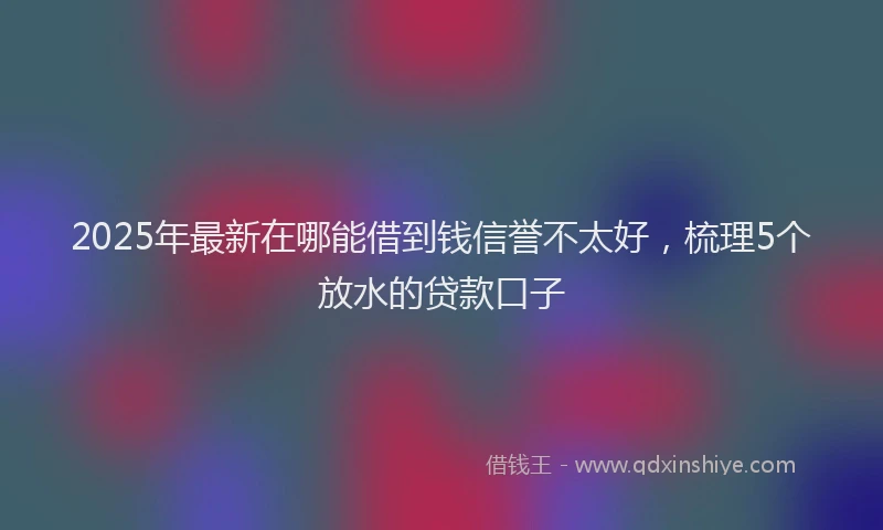 2025年最新在哪能借到钱信誉不太好，梳理5个放水的贷款口子