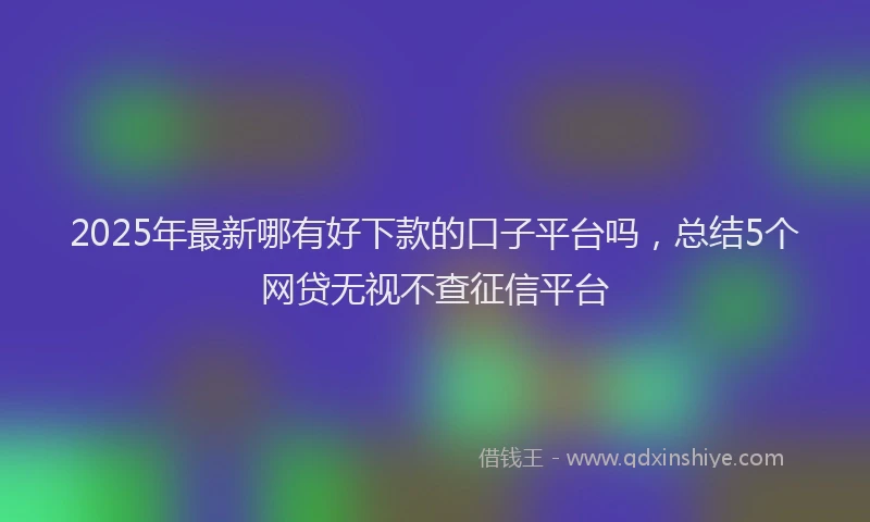 2025年最新哪有好下款的口子平台吗，总结5个网贷无视不查征信平台