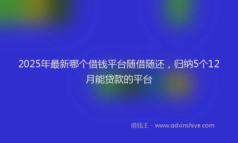 2025年最新哪个借钱平台随借随还，归纳5个12月能贷款的平台