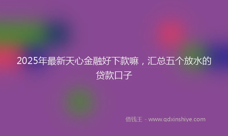 2025年最新天心金融好下款嘛，汇总五个放水的贷款口子
