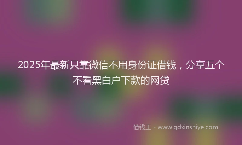 2025年最新只靠微信不用身份证借钱，分享五个不看黑白户下款的网贷