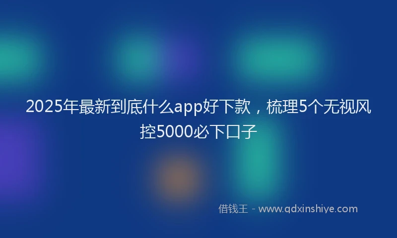 2025年最新到底什么app好下款，梳理5个无视风控5000必下口子