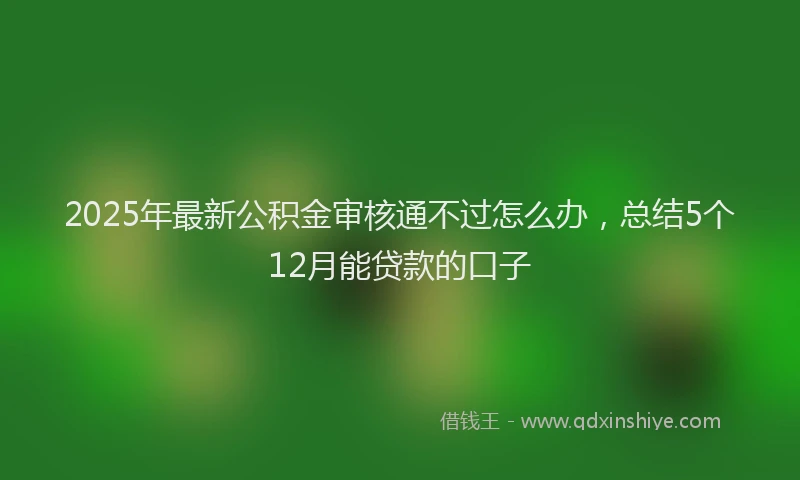 2025年最新公积金审核通不过怎么办，总结5个12月能贷款的口子