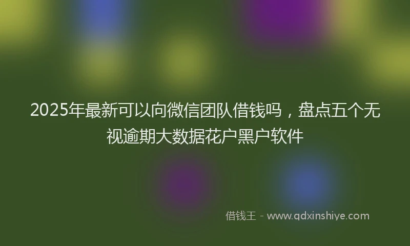 2025年最新可以向微信团队借钱吗，盘点五个无视逾期大数据花户黑户软件