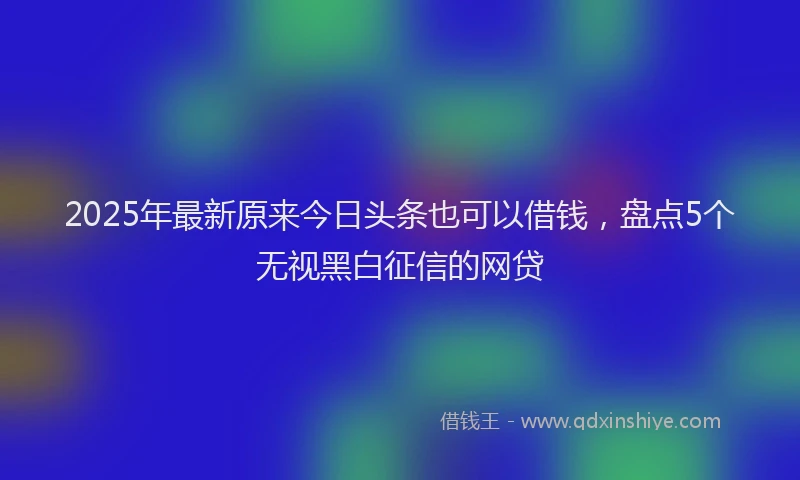 2025年最新原来今日头条也可以借钱，盘点5个无视黑白征信的网贷