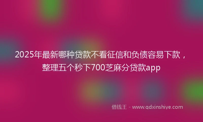 2025年最新哪种贷款不看征信和负债容易下款，整理五个秒下700芝麻分贷款app