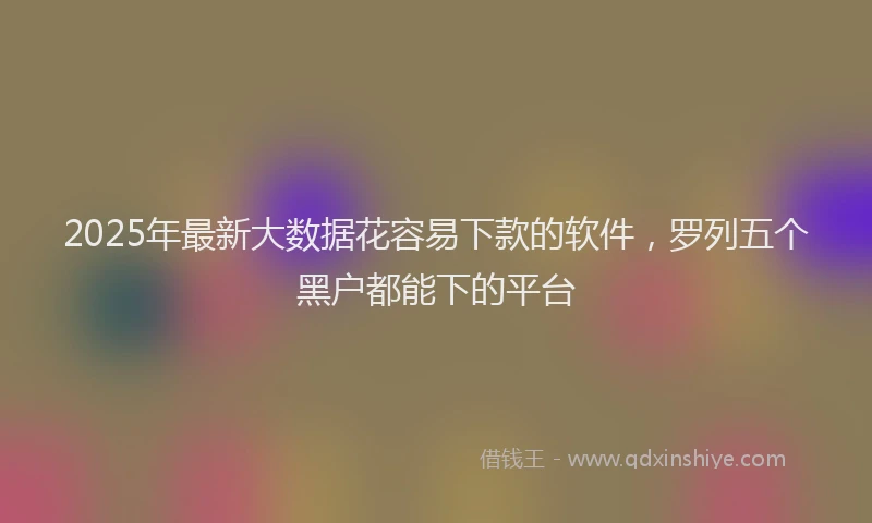2025年最新大数据花容易下款的软件，罗列五个黑户都能下的平台