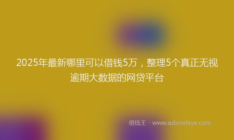 2025年最新哪里可以借钱5万，整理5个真正无视逾期大数据的网贷平台