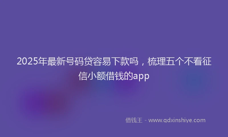 2025年最新号码贷容易下款吗，梳理五个不看征信小额借钱的app