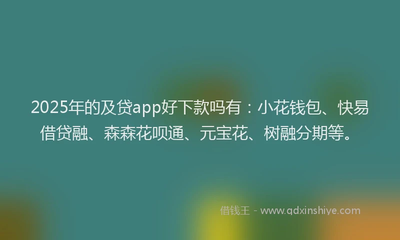 2025年的及贷app好下款吗有：小花钱包、快易借贷融、森森花呗通、元宝花、树融分期等。