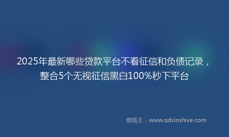 2025年最新哪些贷款平台不看征信和负债记录，整合5个无视征信黑白100%秒下平台