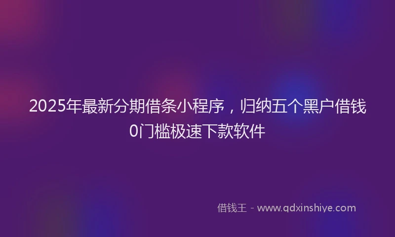 2025年最新分期借条小程序，归纳五个黑户借钱0门槛极速下款软件
