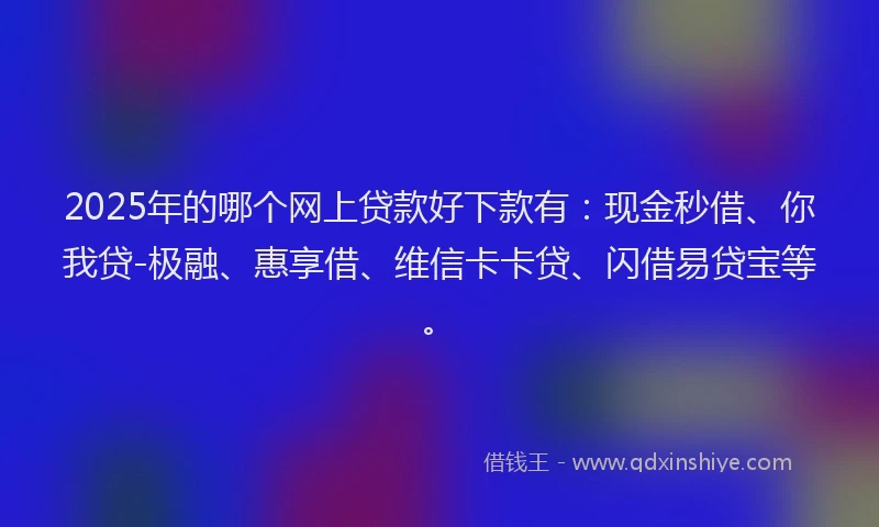 2025年的哪个网上贷款好下款有：现金秒借、你我贷-极融、惠享借、维信卡卡贷、闪借易贷宝等。