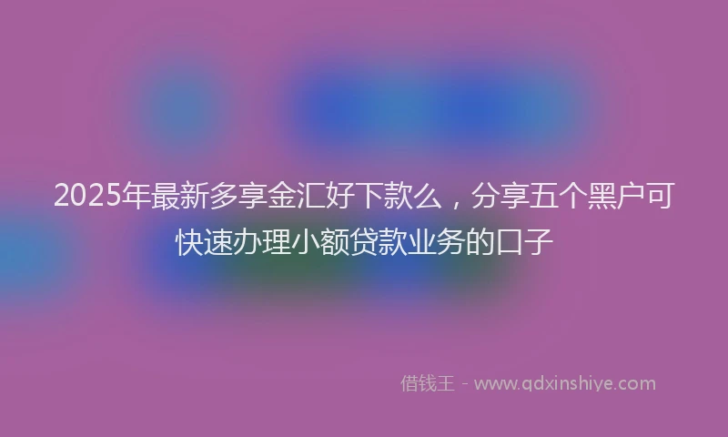 2025年最新多享金汇好下款么，分享五个黑户可快速办理小额贷款业务的口子
