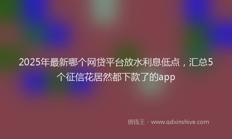 2025年最新哪个网贷平台放水利息低点，汇总5个征信花居然都下款了的app