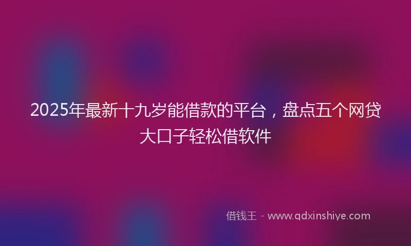 2025年最新十九岁能借款的平台，盘点五个网贷大口子轻松借软件