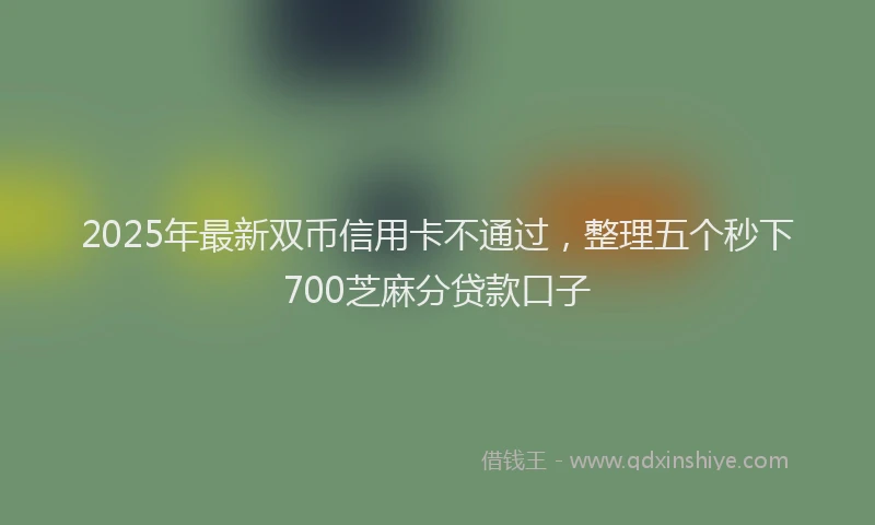 2025年最新双币信用卡不通过，整理五个秒下700芝麻分贷款口子