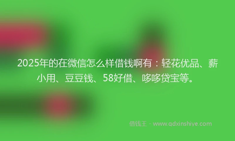 2025年的在微信怎么样借钱啊有：轻花优品、薪小用、豆豆钱、58好借、哆哆贷宝等。