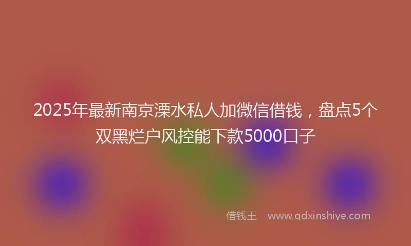 2025年最新南京溧水私人加微信借钱，盘点5个双黑烂户风控能下款5000口子