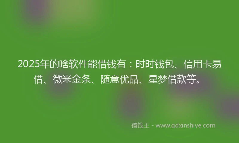 2025年的啥软件能借钱有：时时钱包、信用卡易借、微米金条、随意优品、星梦借款等。