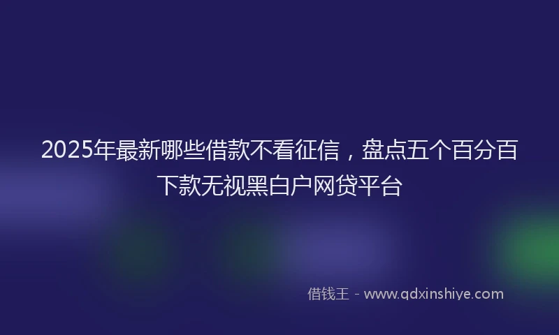 2025年最新哪些借款不看征信，盘点五个百分百下款无视黑白户网贷平台