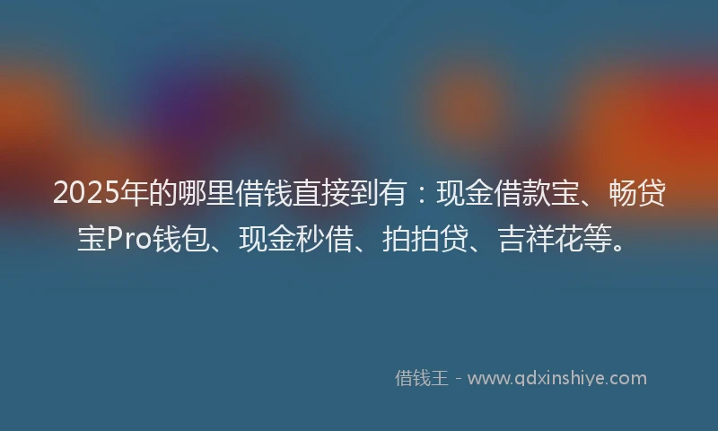 2025年的哪里借钱直接到有：现金借款宝、畅贷宝Pro钱包、现金秒借、拍拍贷、吉祥花等。