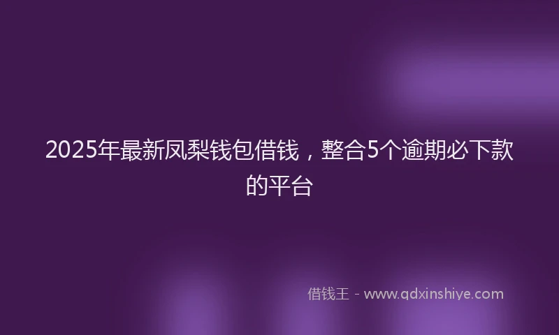 2025年最新凤梨钱包借钱，整合5个逾期必下款的平台