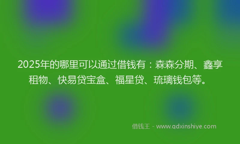 2025年的哪里可以通过借钱有：森森分期、鑫享租物、快易贷宝盒、福星贷、琉璃钱包等。