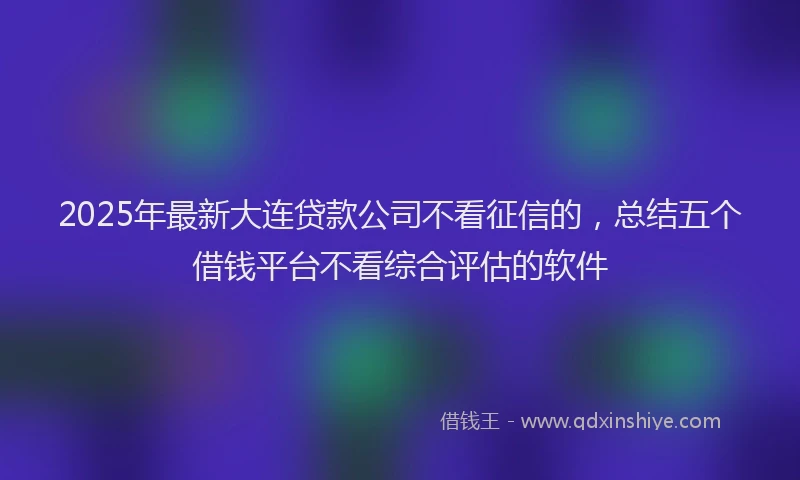2025年最新大连贷款公司不看征信的，总结五个借钱平台不看综合评估的软件