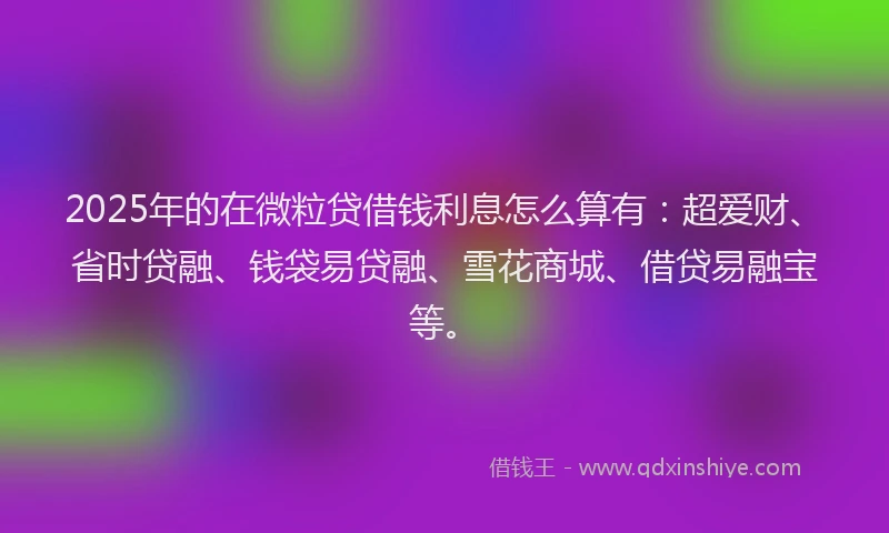 2025年的在微粒贷借钱利息怎么算有：超爱财、省时贷融、钱袋易贷融、雪花商城、借贷易融宝等。