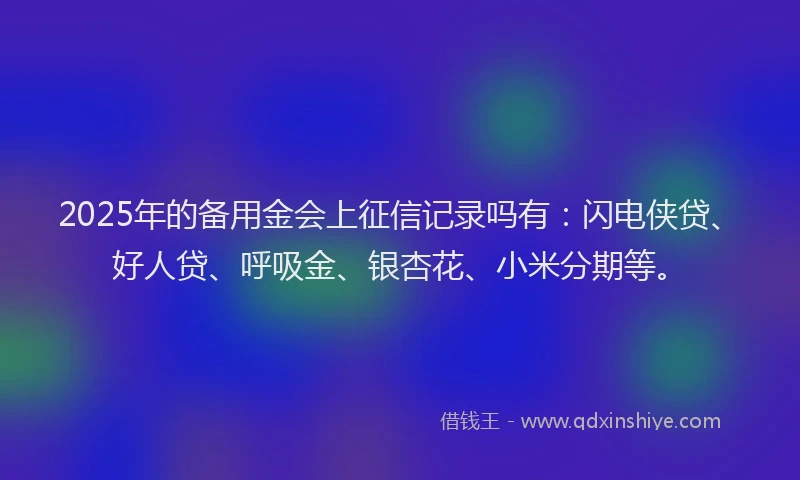 2025年的备用金会上征信记录吗有：闪电侠贷、好人贷、呼吸金、银杏花、小米分期等。