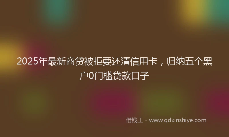 2025年最新商贷被拒要还清信用卡，归纳五个黑户0门槛贷款口子