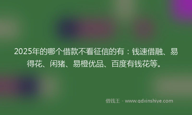 2025年的哪个借款不看征信的有：钱速借融、易得花、闲猪、易橙优品、百度有钱花等。