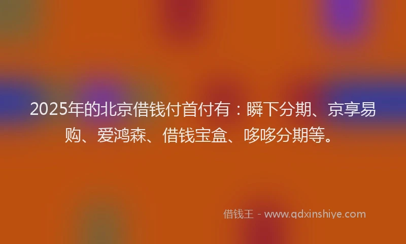2025年的北京借钱付首付有：瞬下分期、京享易购、爱鸿森、借钱宝盒、哆哆分期等。