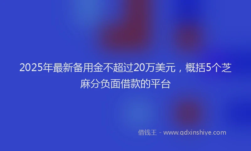2025年最新备用金不超过20万美元，概括5个芝麻分负面借款的平台