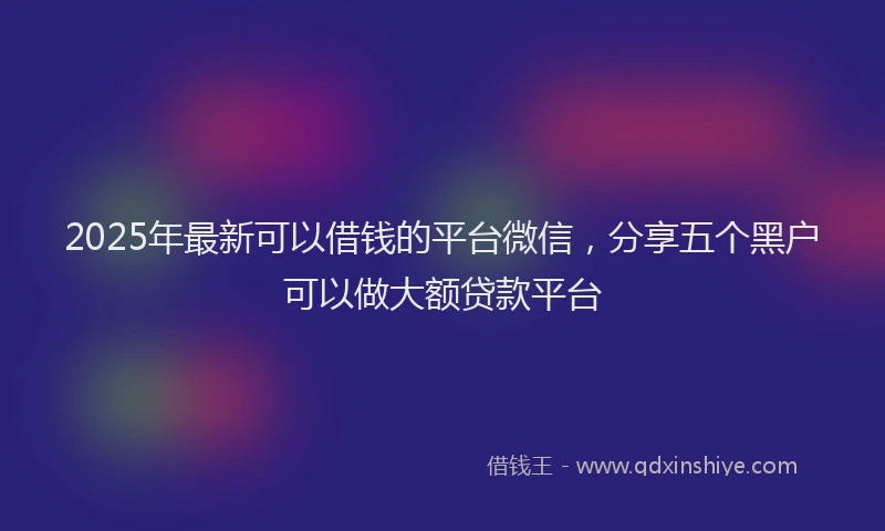 2025年最新可以借钱的平台微信，分享五个黑户可以做大额贷款平台