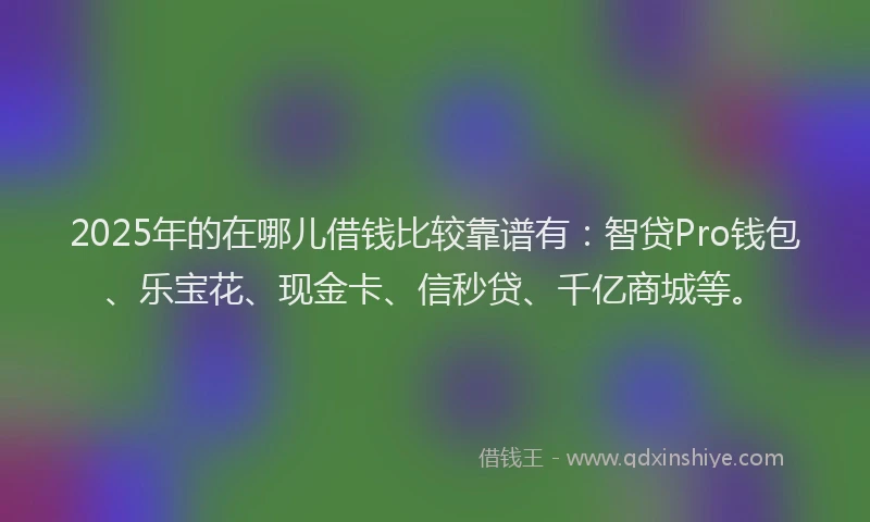 2025年的在哪儿借钱比较靠谱有：智贷Pro钱包、乐宝花、现金卡、信秒贷、千亿商城等。