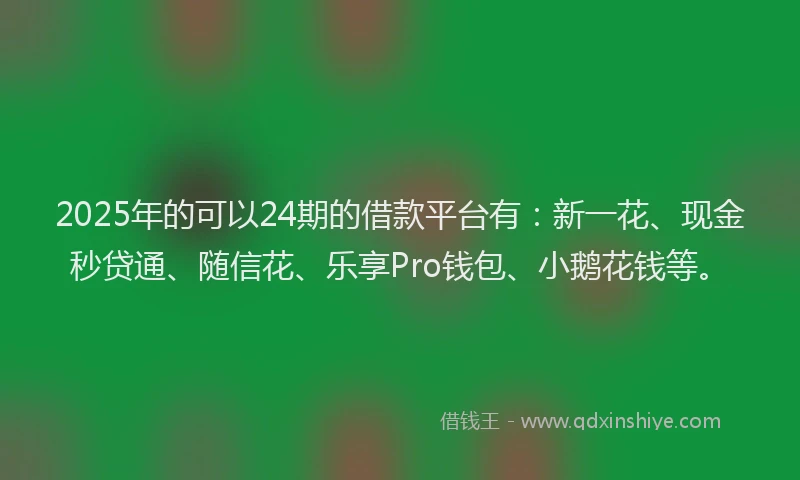 2025年的可以24期的借款平台有：新一花、现金秒贷通、随信花、乐享Pro钱包、小鹅花钱等。