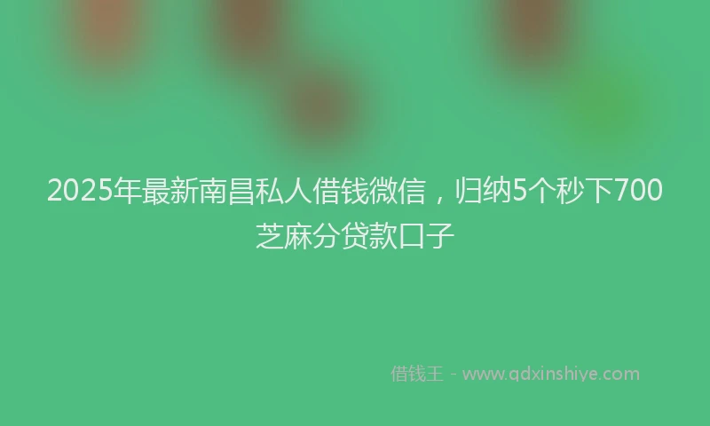 2025年最新南昌私人借钱微信，归纳5个秒下700芝麻分贷款口子