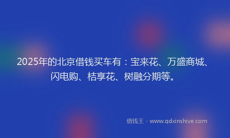 2025年的北京借钱买车有：宝来花、万盛商城、闪电购、桔享花、树融分期等。