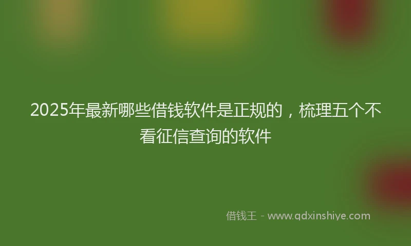 2025年最新哪些借钱软件是正规的，梳理五个不看征信查询的软件
