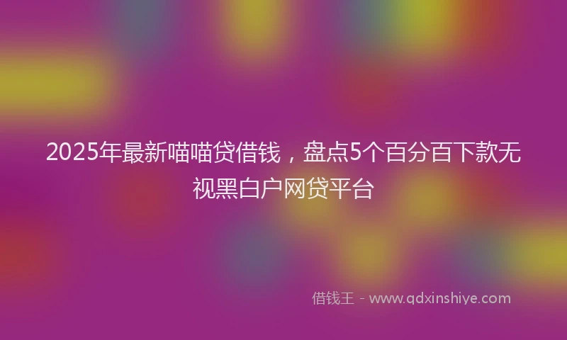 2025年最新喵喵贷借钱，盘点5个百分百下款无视黑白户网贷平台