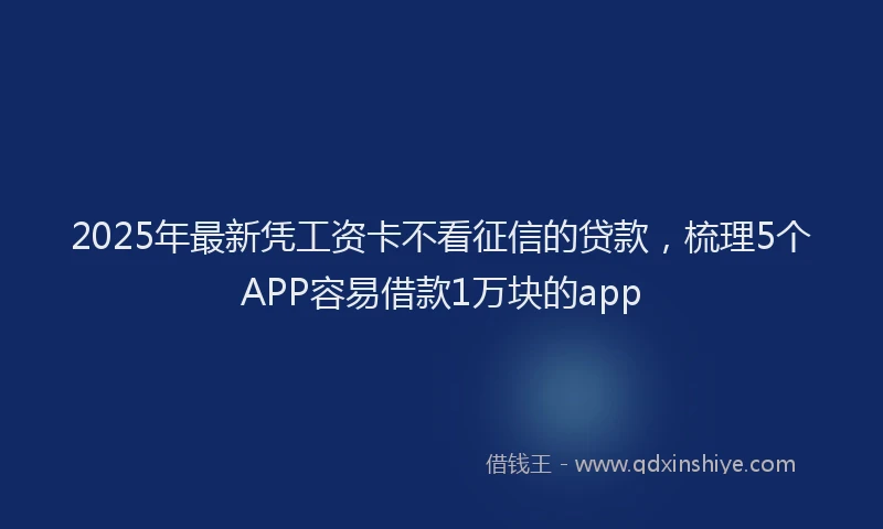 2025年最新凭工资卡不看征信的贷款，梳理5个APP容易借款1万块的app