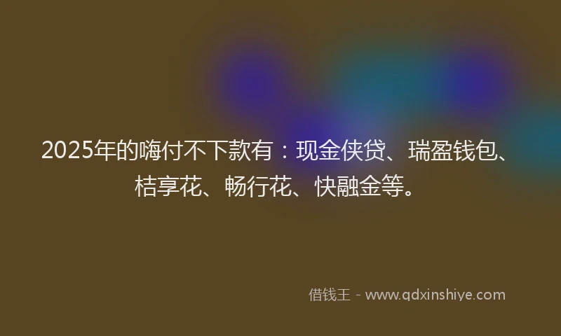 2025年的嗨付不下款有：现金侠贷、瑞盈钱包、桔享花、畅行花、快融金等。