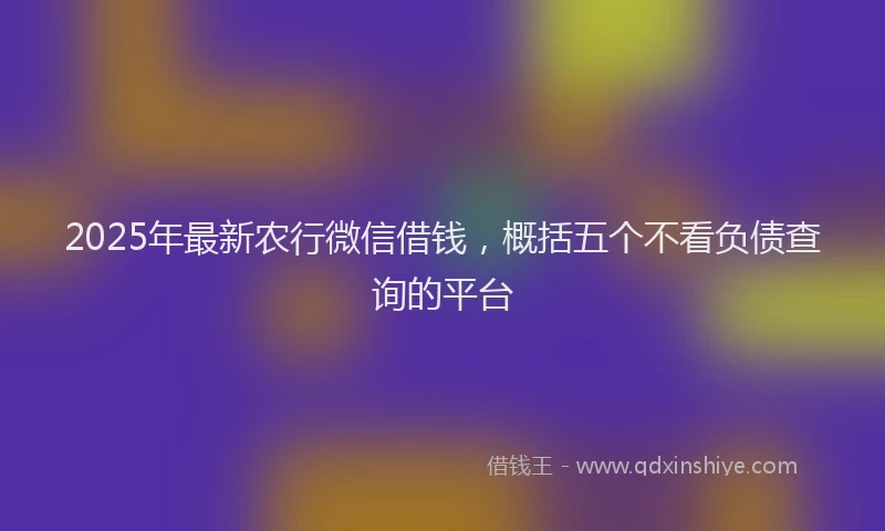 2025年最新农行微信借钱，概括五个不看负债查询的平台