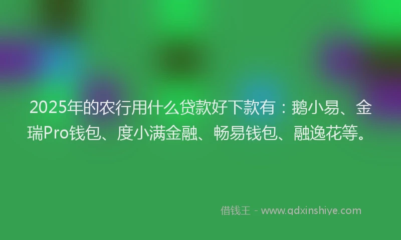 2025年的农行用什么贷款好下款有：鹅小易、金瑞Pro钱包、度小满金融、畅易钱包、融逸花等。