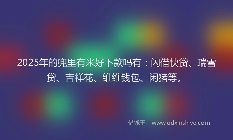 2025年的兜里有米好下款吗有：闪借快贷、瑞雪贷、吉祥花、维维钱包、闲猪等。
