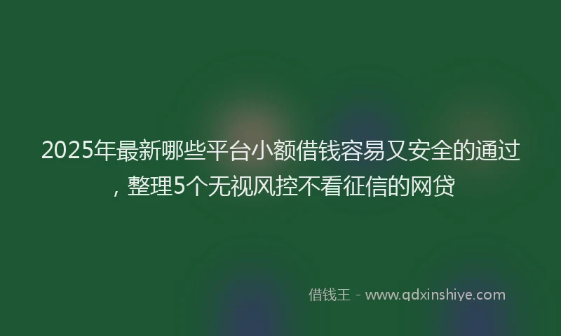 2025年最新哪些平台小额借钱容易又安全的通过，整理5个无视风控不看征信的网贷