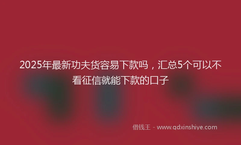 2025年最新功夫货容易下款吗，汇总5个可以不看征信就能下款的口子