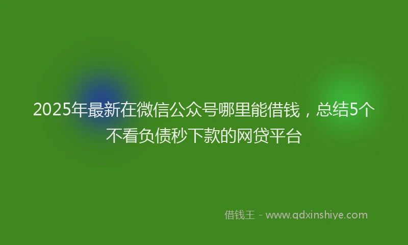 2025年最新在微信公众号哪里能借钱，总结5个不看负债秒下款的网贷平台